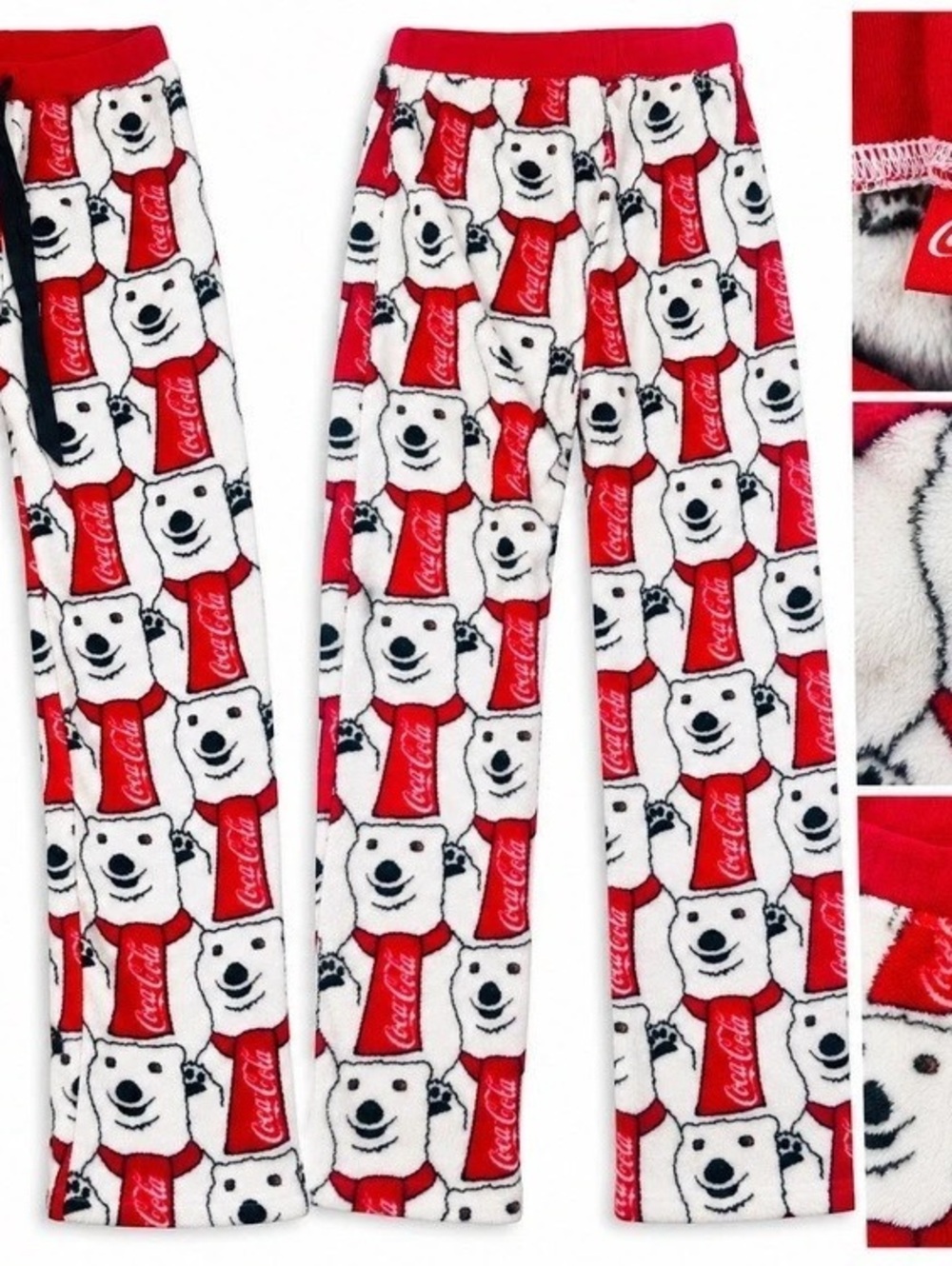 Coca-Cola Polar Bear Fleece Pajama Pants White & Red XL/XXG